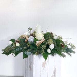 White and Silver Long Table Arrangement 3