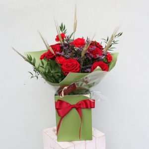 Red Rose and Carnation Valentines Bouquet