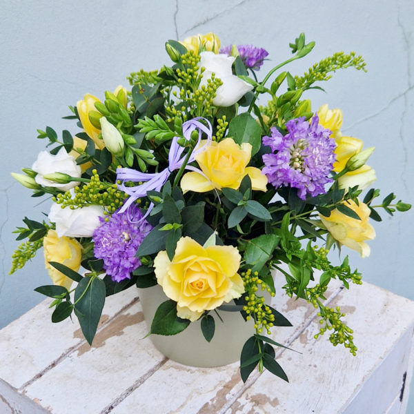 Mothers Day Pot Arrangement Lemon & Lilac