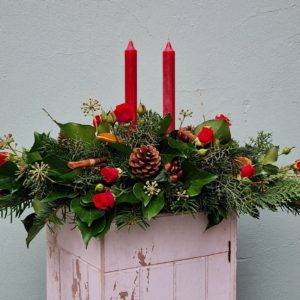 Christmas Candle- Long and Low arrangement